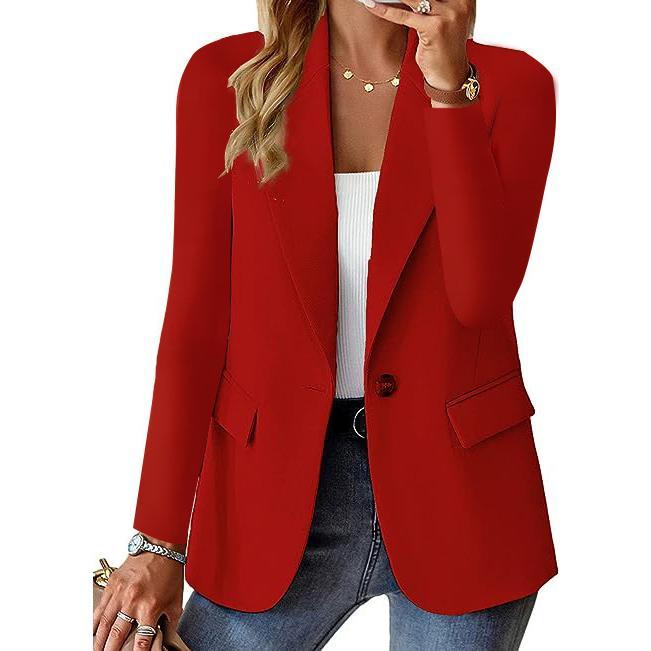 2025 Autumn Long Sleeve Solid Color Cardigan Blazer Women's Jacket Suit Womenswear