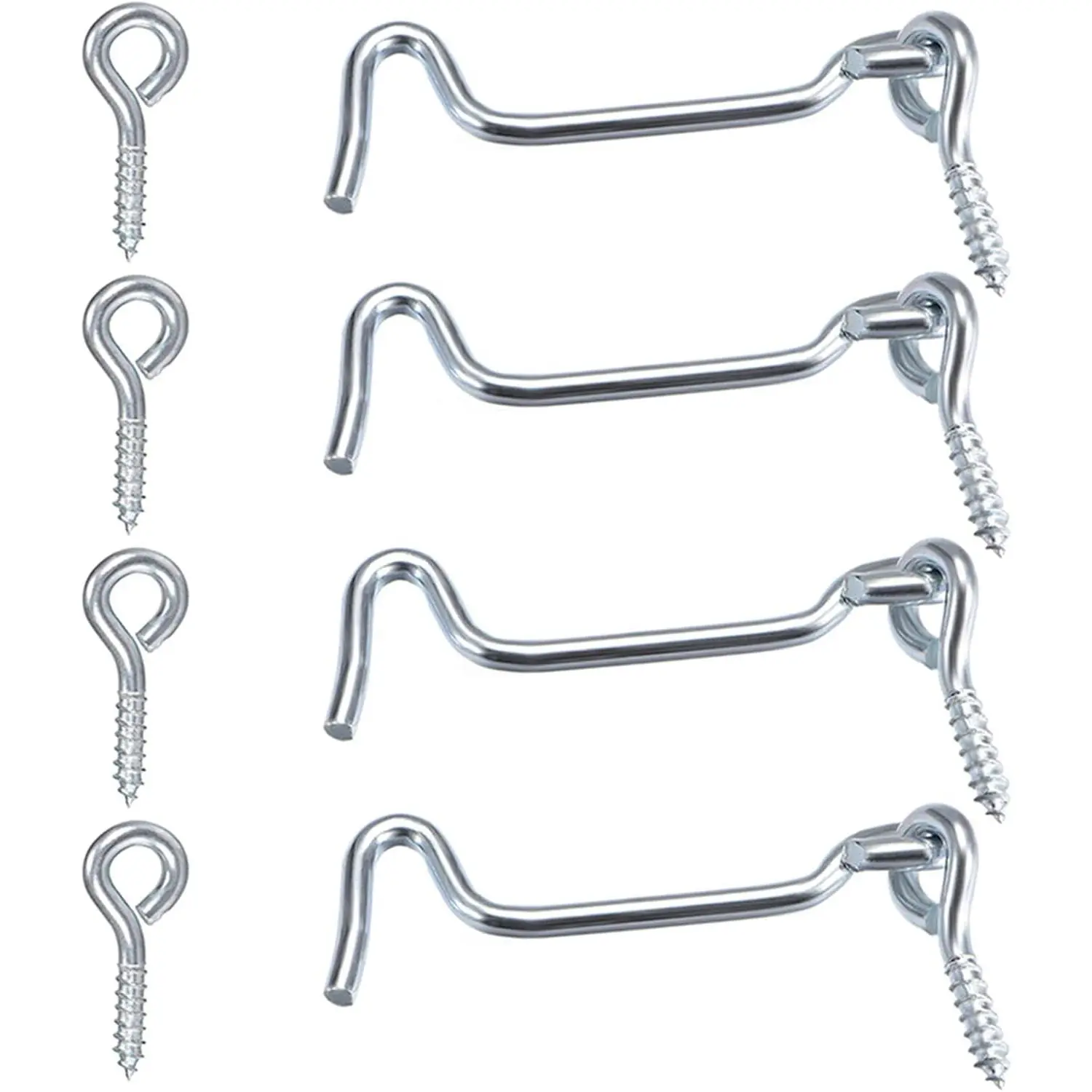4 count 1.5 inches Cabin Hook Eye Latch Gate Door Swivel Window Door Hook with Mounting Screws