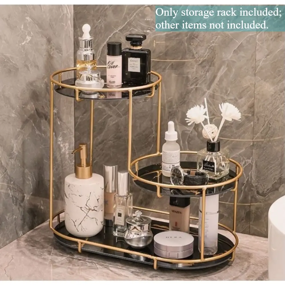 Metal Makeup Organizer, Vanity Skincare & Perfume Storage Rack, Multi-Tier Countertop Organizer for Bathroom & Dresser, Powder-Coated Iron Display Shelf