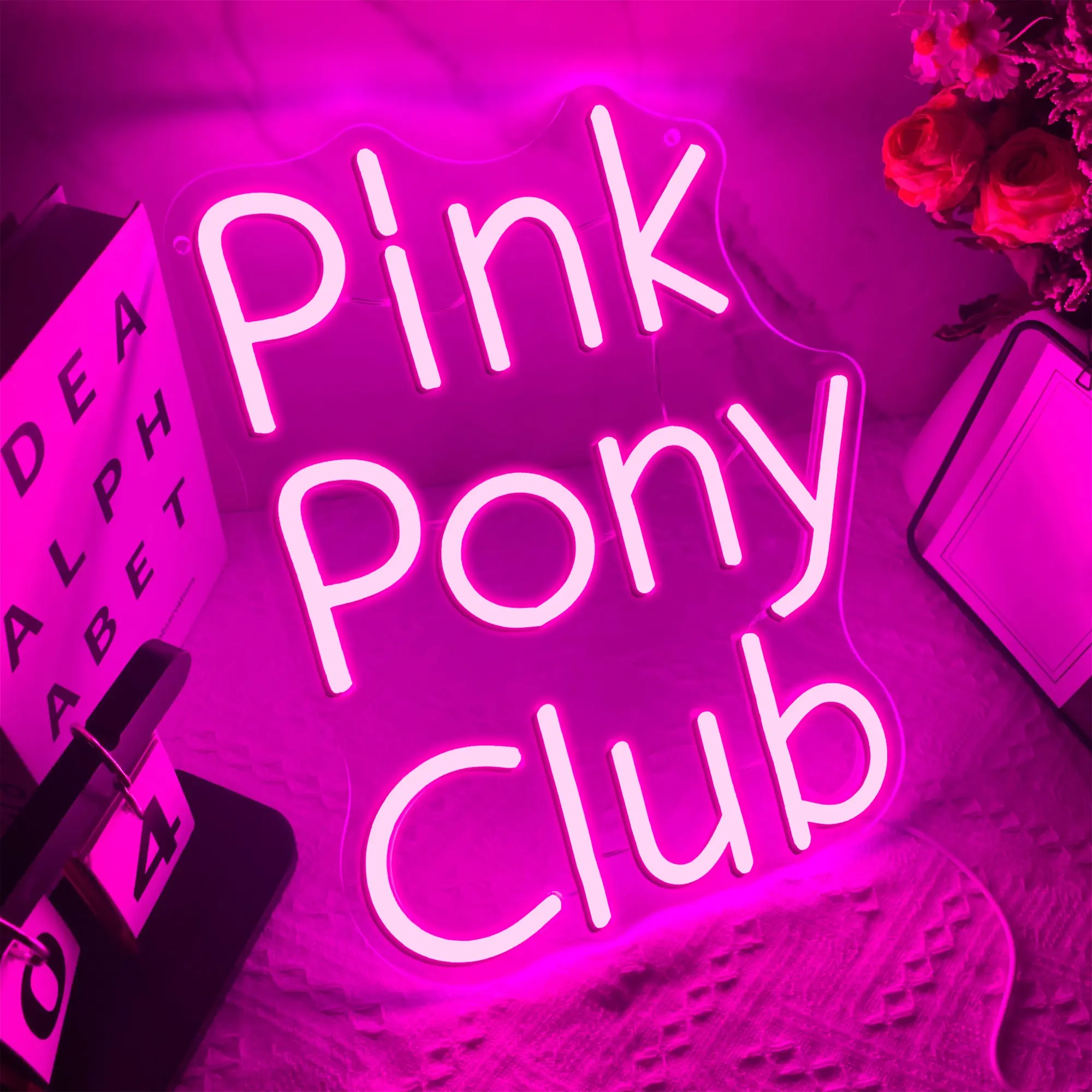 Pink Pony Club Neon Wall Art Decorative Wall Light – USB-powered with adjustable brightness; suitable for decorating bedrooms, living rooms, bars, and music parties.
