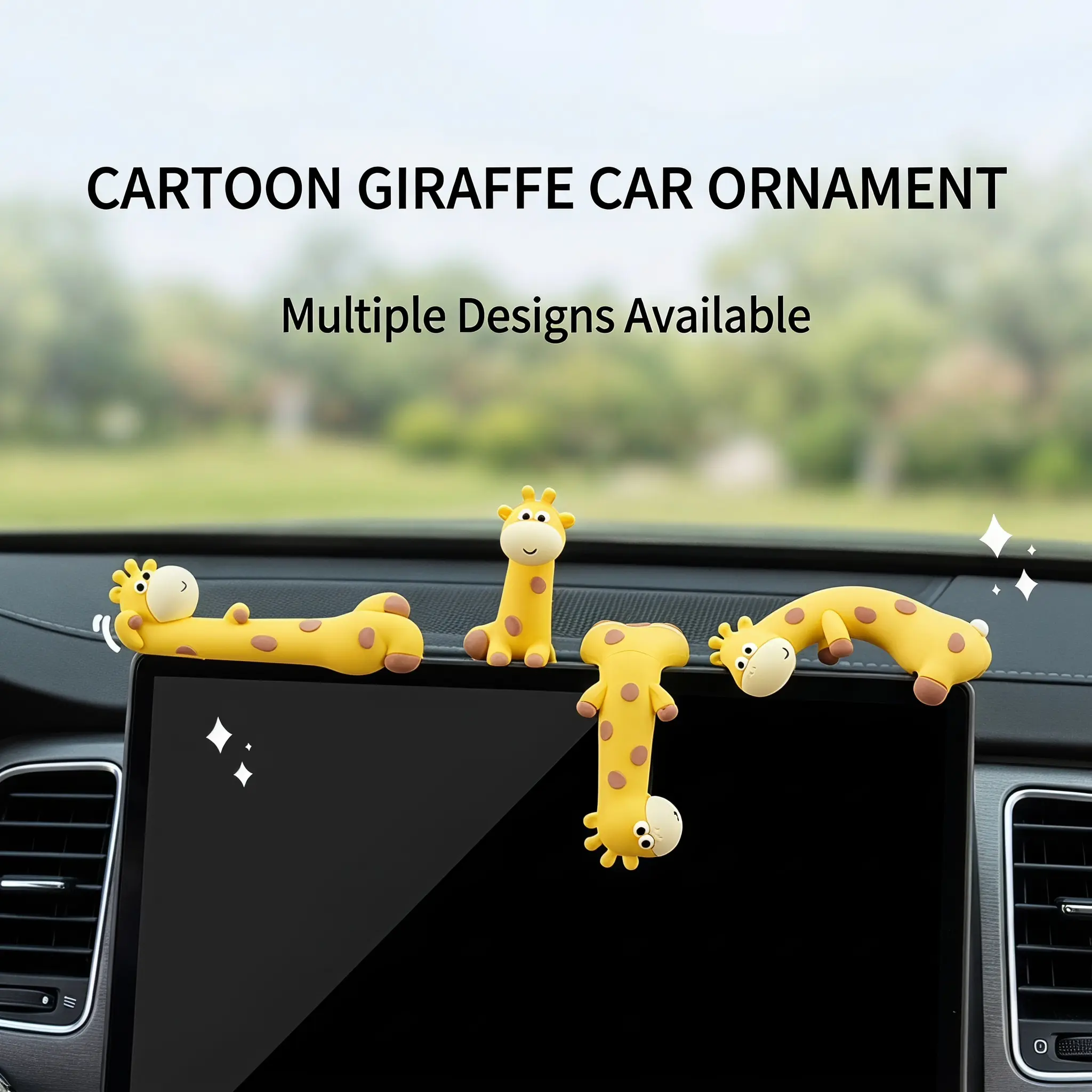 1 & 4 pcs Cute Giraffe Car Dashboard Ornament Set - Interior Accessory for Center Console, Car Accessories Gift , Car Accessories Cute-YY1