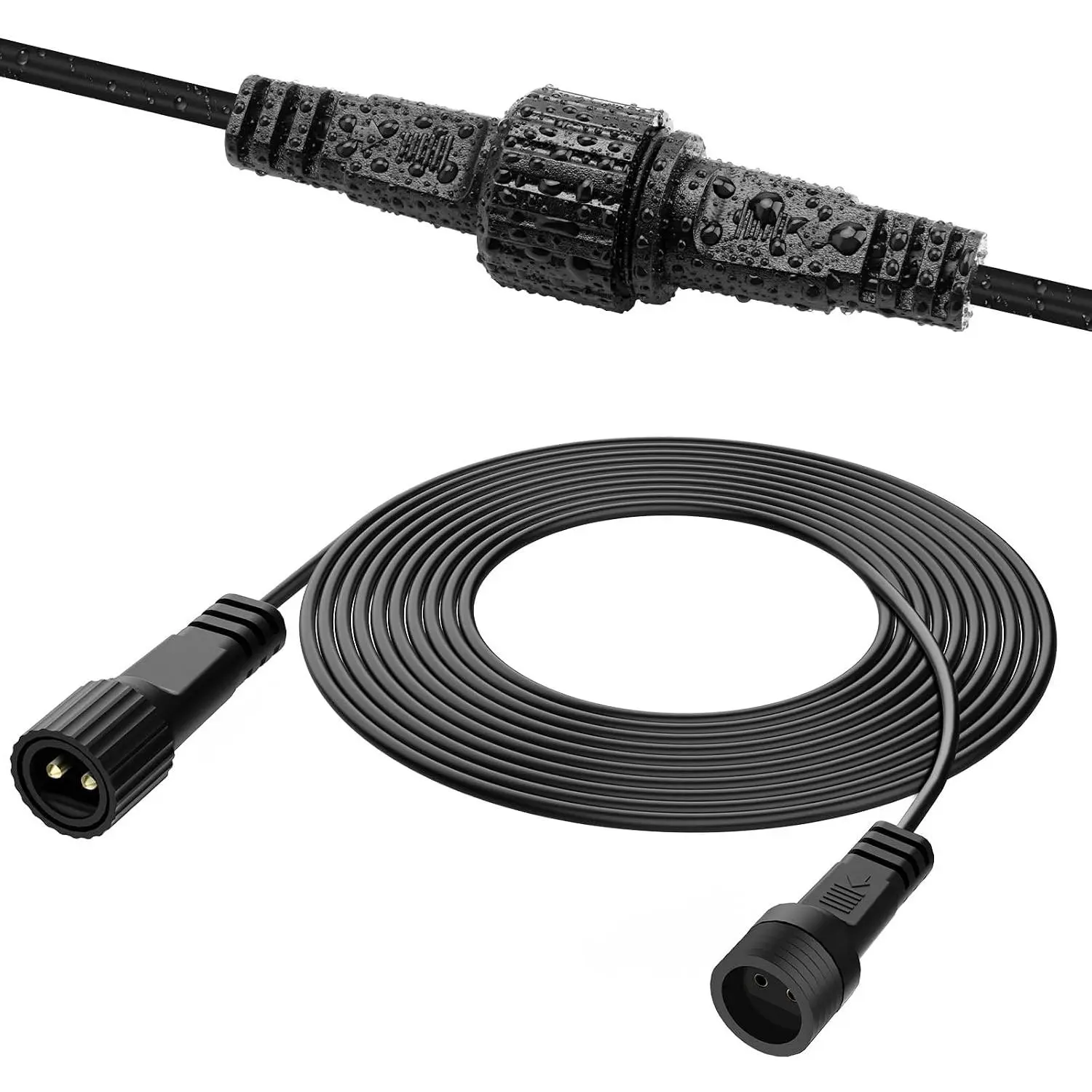 10FT 2Pin Extension , 24AWG IP66  Extension Lead Extension Cord for Single Color Outdoor Solar String Lights, Indoor String Lights - 1Pack