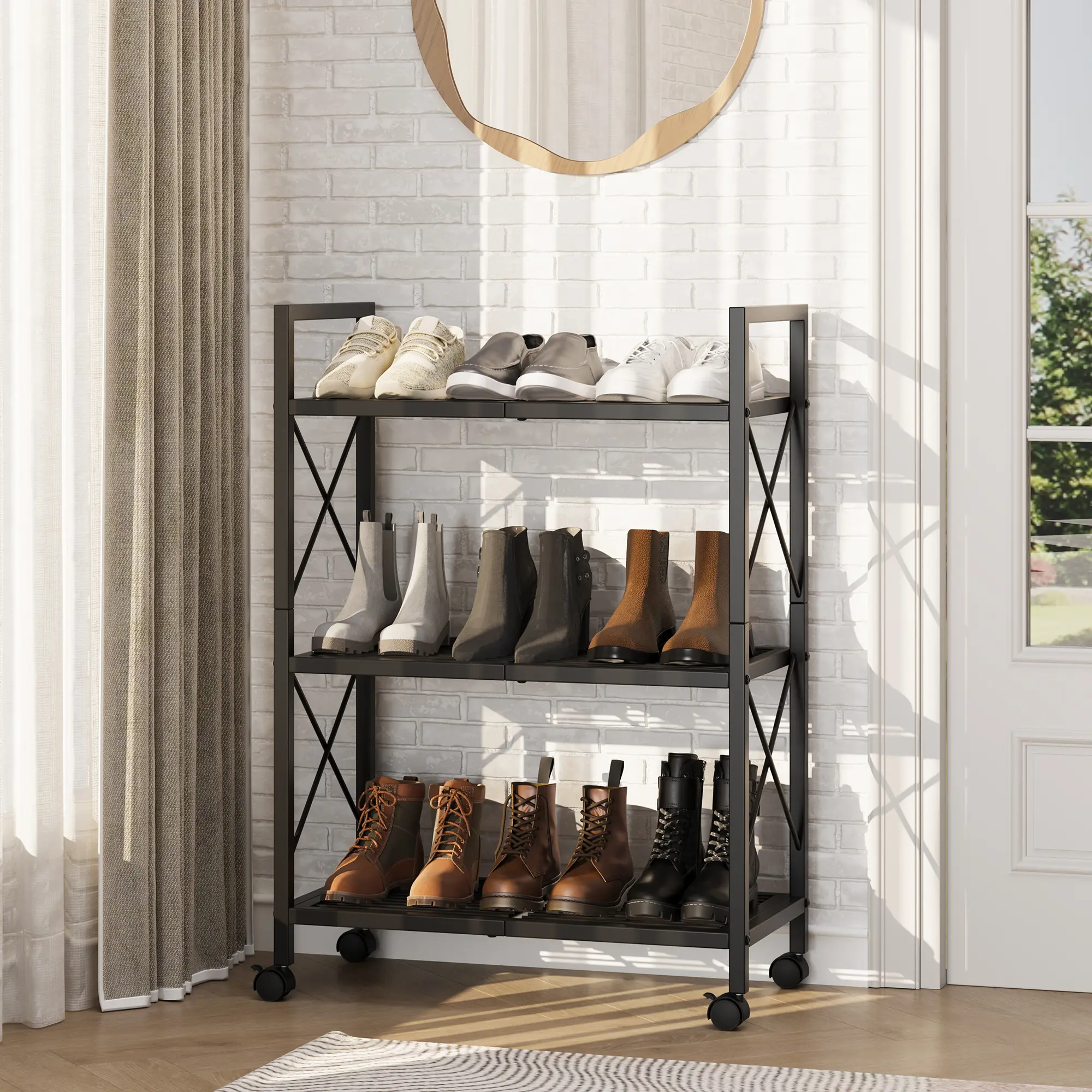 Garvee Stackable Metal Shoe Rack Organizer – 4-Tier/6-Tier Storage Shelf Holds 20-36 Pairs, Flexible Upright or Upside Down Design, Versatile Shoe Storage for Entryway, Closet, Bedroom, Living Room