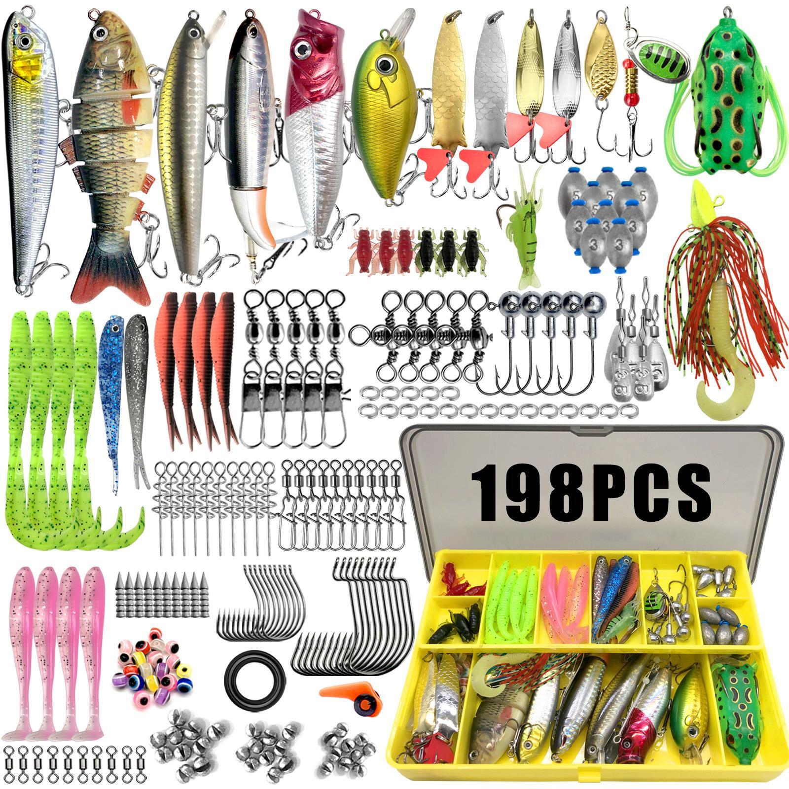 Artificial Fishing Lure Kit, Fishing Gear Set, 85, 117, 157, 198 or 375-Piece Fishing Lure Set with Spoon Lures, Soft Plastic Worms, Crankbait Jigs and Fishing Hooks #GLOBAL PICKS