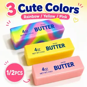 1/2PCS Butter Squishy Toy, Soft Scented Slow Rising Butter Stick Stress Relief Squeeze Toy, Cute Fidget Sensory Toy for Kids Adults, Office Desk Decor Gift, Cute Squishies
