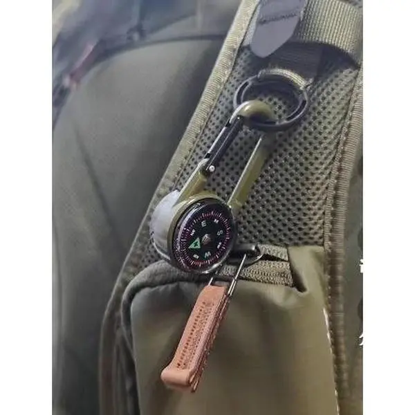 Waterproof Double-Sided Compass with Mountaineering Buckle - Metal Quick Hang Thermometer Compass for Outdoor Hiking Camping