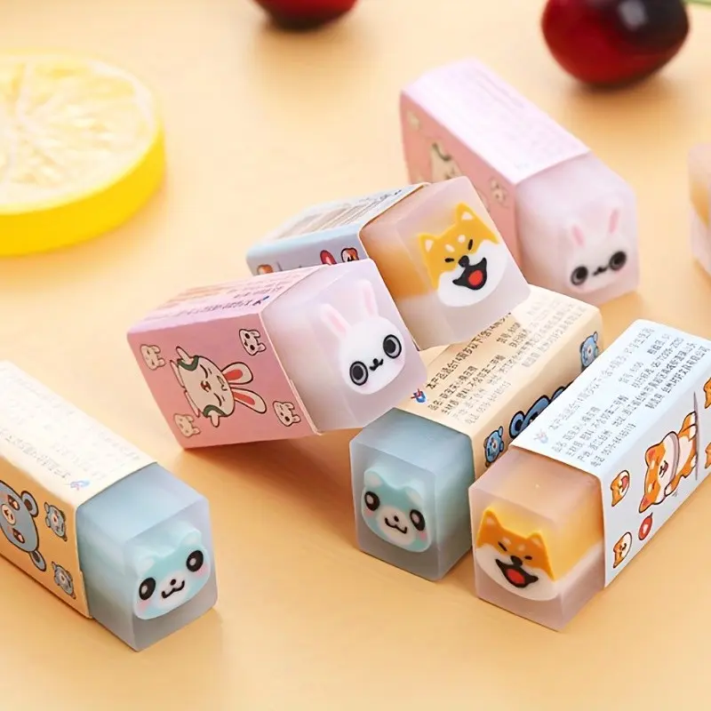 6/12/24pcs Animal Erasers, Cute Desk Pets, Classroom Use, Fun Back-To-School Gifts, Student Rewards, Educational Supplies, Writing Stationery