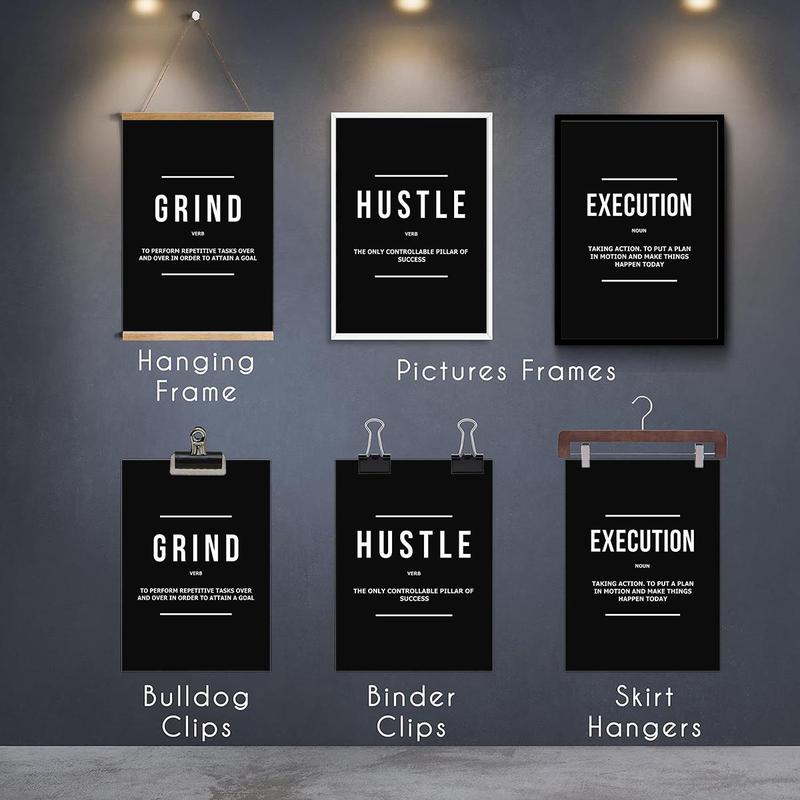 Unframed Modern Art Poster, 3 Counts/set Motivational Grind Hustle Success Inspirational Quotes Canvas Wall Art, Office Decor, Entrepreneur Gifts, Modern Home Decoration