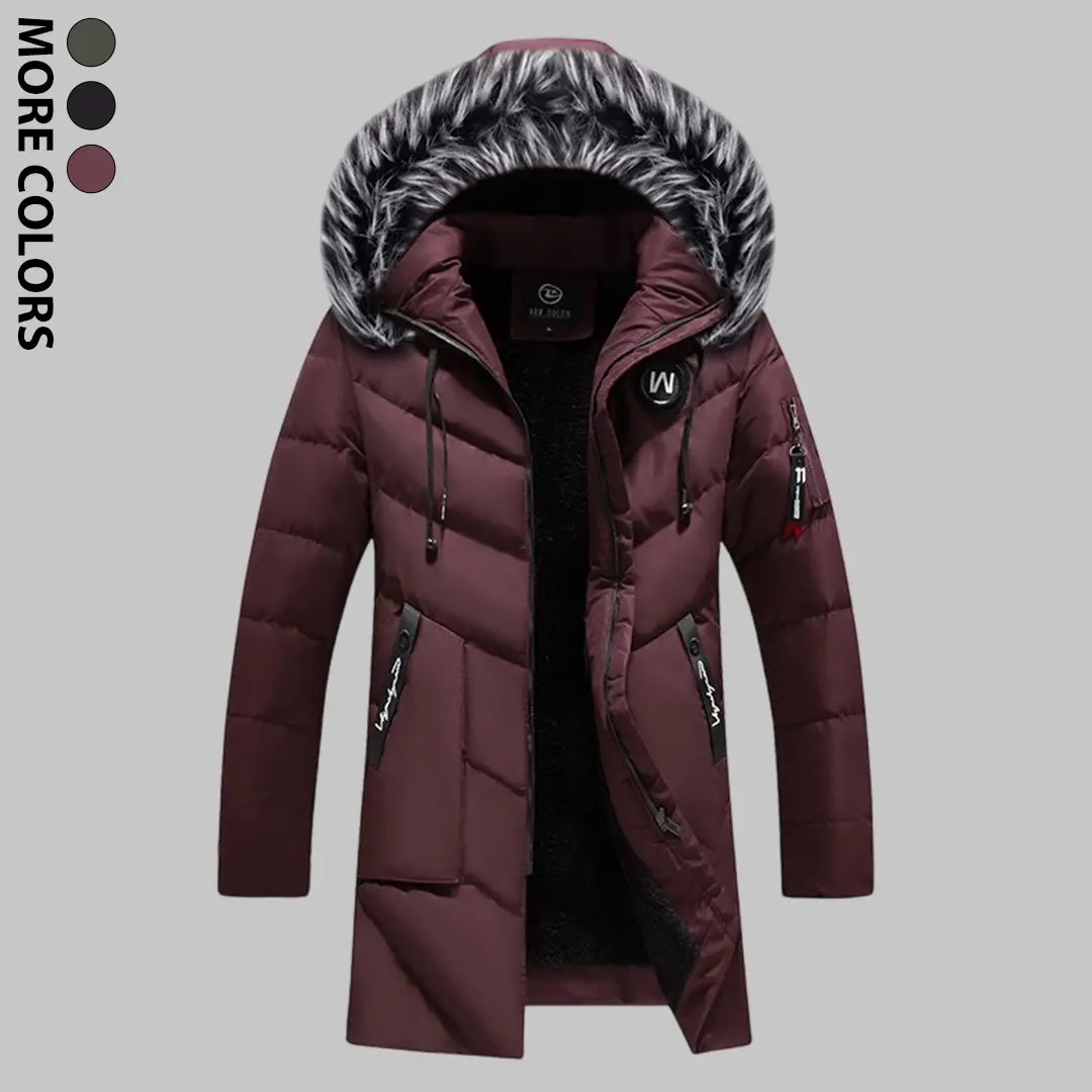 Men's Casual Winter Parka Coat Longline Puffer Jacket Trim Hood Fleece Lined Thermal Quilted Heavyweight Outerwear Streetwear Everyday Clothes cozy soft cool clean chic premium classic stylish durable trendy comfy urban hype Vibe Multi-Color