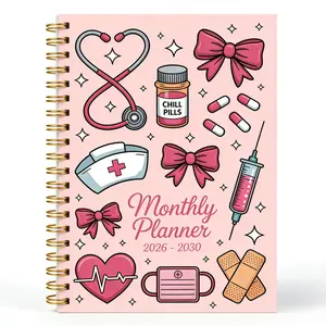 2026-2030 Monthly Planner/Calendar - January 2026 to December 2030, 5-Year Monthly Planner, Nurse-Themed Cover Design Notebook, Annual Calendar Planning, Monthly Tabs, 60-Month Calendar, 5.5 x 8.3 inches, Thick Paper, Elastic Cover, Durable Double Wire Sp