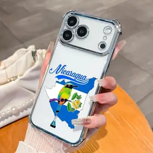 Electroplate Clear Nicaragua Toucan Phone Case, Central America Country Map Flag Slim Anti-Scratch Phone,Cover For iPhone 17 Pro Max 16 15 14 13 12 11 for Samsung S22 S23 S24 S25 Phone Case,Perfect Holiday Gift