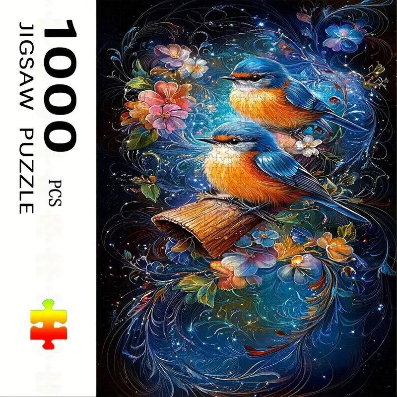1000 Piece Bird Theme Puzzle, Large Adult Family Interactive Toy, DIY Home Decor, Holiday Scene, Mixed Colors, Perfect Gift, Durable Puzzle