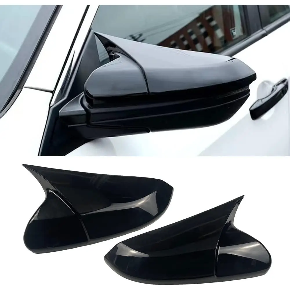 Bright Black Scratch-Resistant Ox Horn Car Side Rearview Mirror Covers, 2pcs Multipack High-Class Sport Decor for Honda 10th Gen Civic 2016-2021, Car Exterior Accessories for Stylish Enhancement