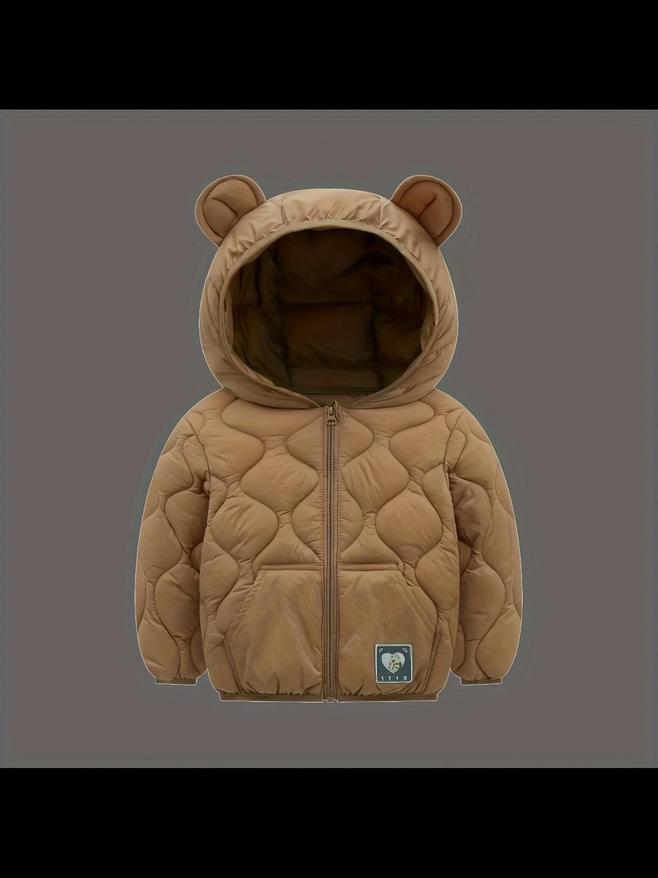 Boys' Adorable Blue Bear Ear Hooded Sweatshirt - Soft Polyester-Lined Warm Pullover with Zipper Closure, All-Season Casual Long Sleeve for Casual Attire