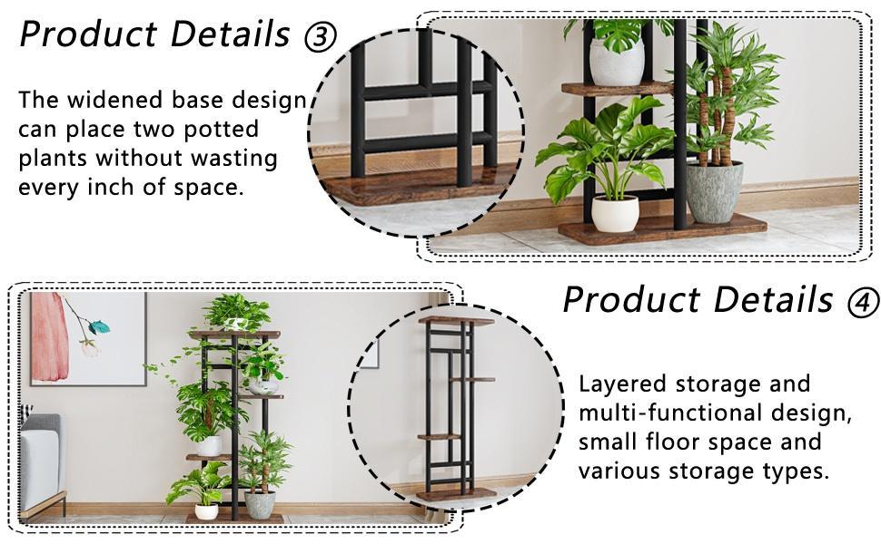 dealsforyoudays Plant Stand 4 Tier 5 Potted Indoor Plant Shelf Multiple Stands for Garden Corner Balcony Living Room (4 Tier 5 Potted, Black)