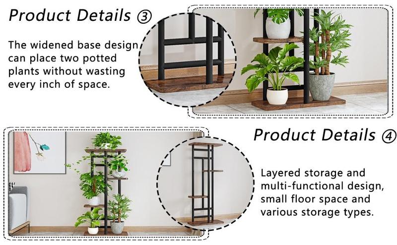 dealsforyoudays Plant Stand 4 Tier 5 Potted Indoor Plant Shelf Multiple Stands for Garden Corner Balcony Living Room (4 Tier 5 Potted, Black)