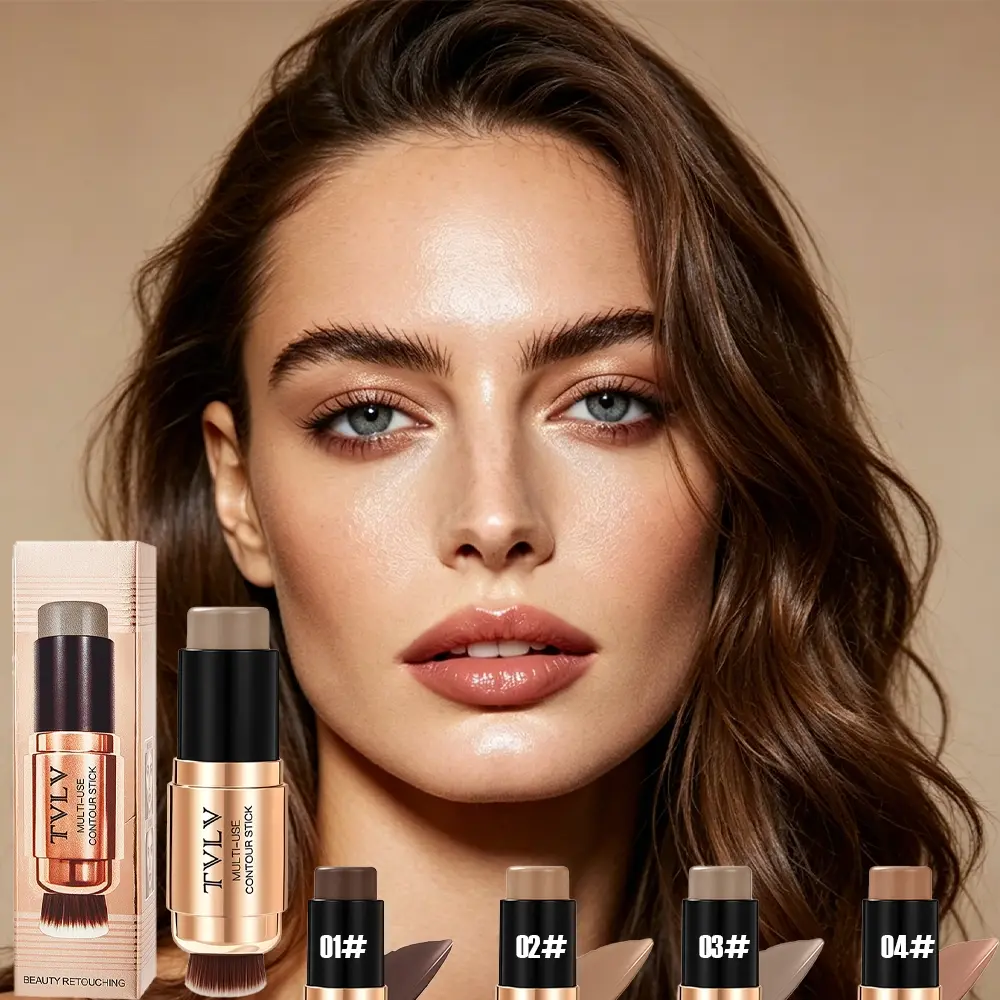 Multi-Use Makeup Stick, Cream Contouring Stick, Facial Contouring Makeup for Face Eyes Body, Waterproof Bronzer Highlighter Stick, Long Lasting Nude Makeup