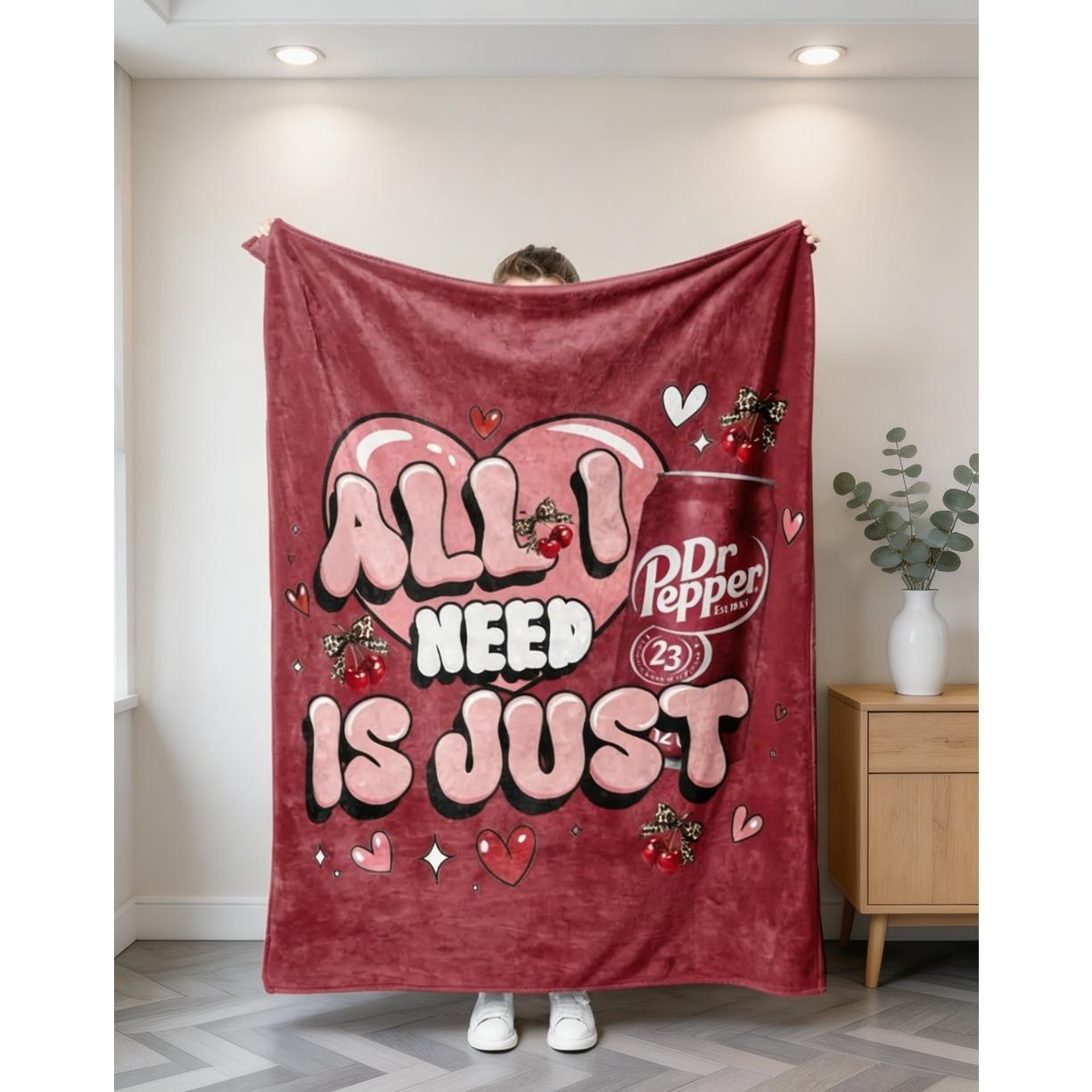 Dr Pepper Flannel Throw Blanket, Large Cozy Blanket for Sofa, Bed, Office, Camping, Perfect Gift for Kids & Adults