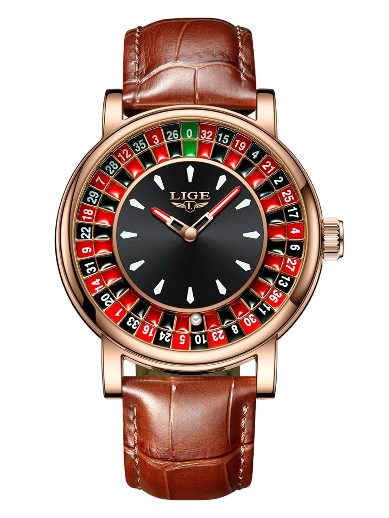 Men's Casual Round Dial Russian Roulette / 12 Zodiac Theme Interactive Analog Quartz Watch, Waterproof Wristwatch for Parties and Daily Wear, Analog Wristwatches