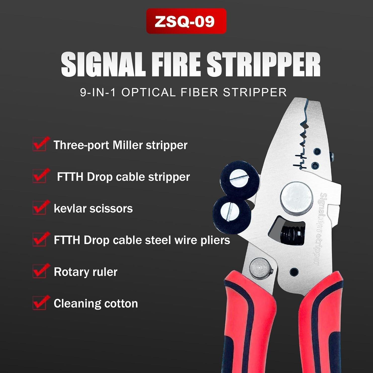 Fiber Optic Stripper, 9 in 1 Fiber Optic Stripper Tool, Wire Cutters Pliers Electrician Tools for Wire Stripping  & Cleaning, Fiber  Stripping Tool for Technicians