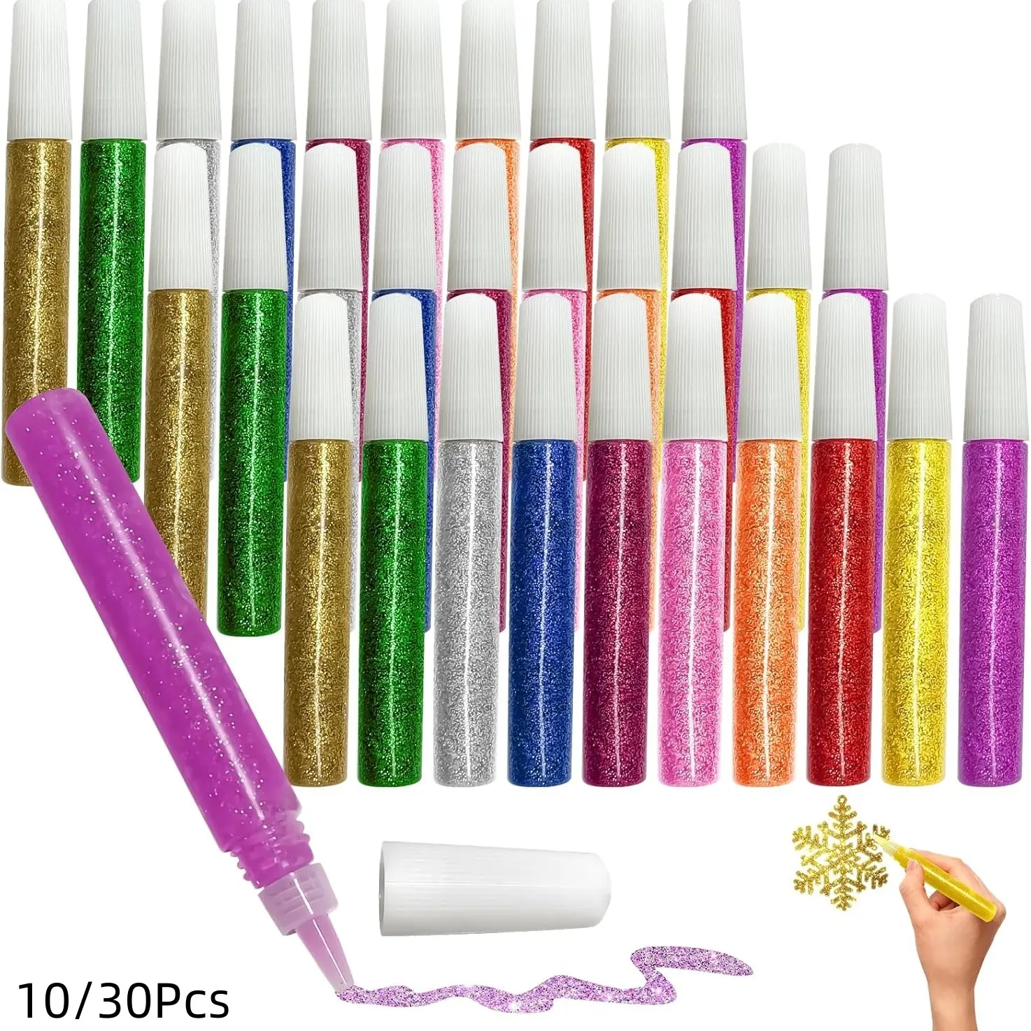 10/30 Pack Washable Glitter Glue Stick Set, DIY Arts & Crafts Glitter Pens, Glitter Glue Gel Pens for Art Projects, Grad Caps Assorted Colors Glue Stick, Decorating Supplies