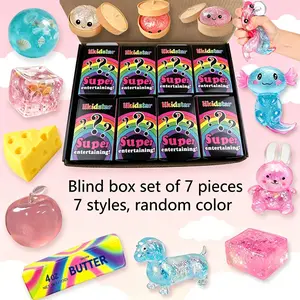 7 Piece Blind Box Malt Sugar Stress Relief Fidget Toys, Creative Slow Rebound Squishy, Hidden Edition, Party Gift