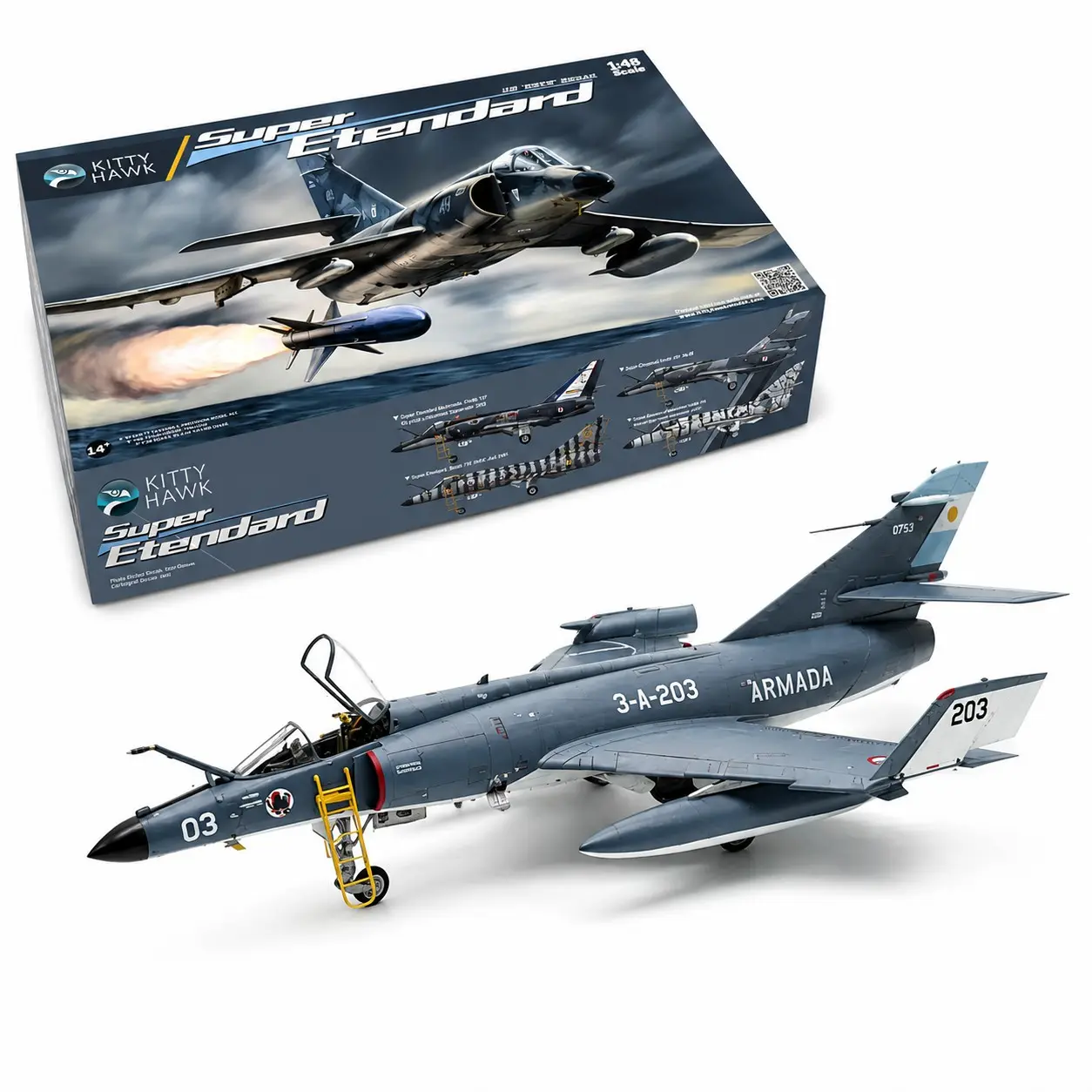 Kitty Hawk 80138 1/48 Super Etendard Assembly Model Kit, Detailed Aircraft Hobbyist Gift, Precision Scale Modeling Tool