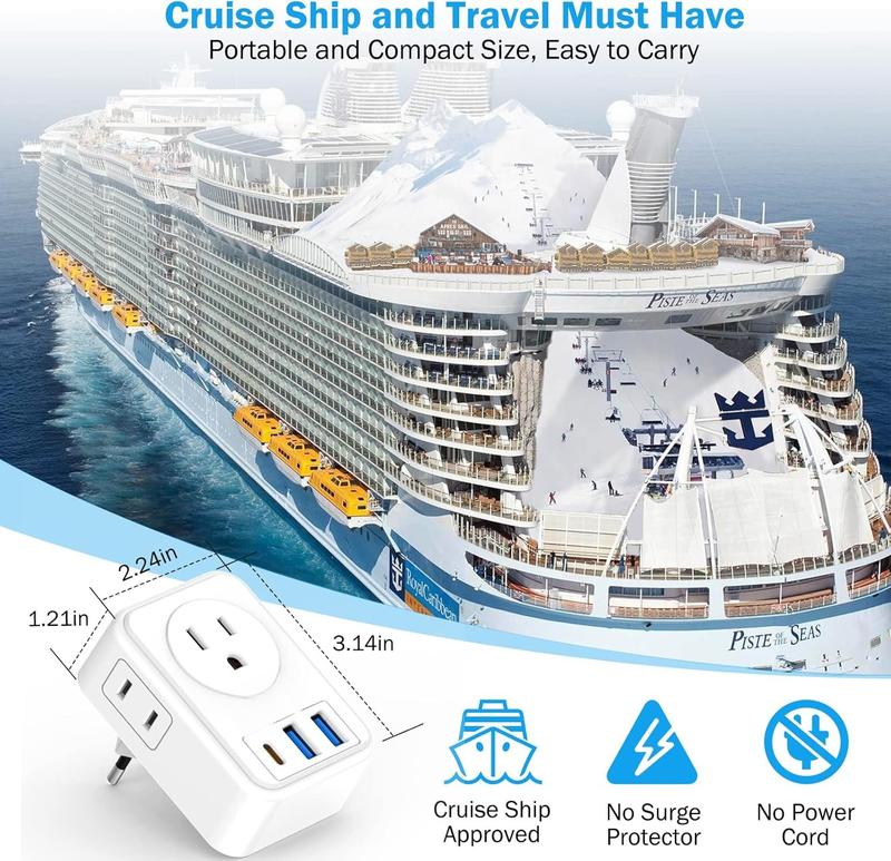 2 Pack European Travel Plug Adapter with USB C, to Power Adapters with 4 AC Outlets, 3 USB Ports, International Plug Adapter, 7 in 1 Travel Essentials for France Greece 2 Pack European Travel Plug Adapter with USB C, to Power Adapters with 4 AC Outlets, 3 USB Ports, International Plug Adapter, 7 in 1 Travel Essentials for France Greece
