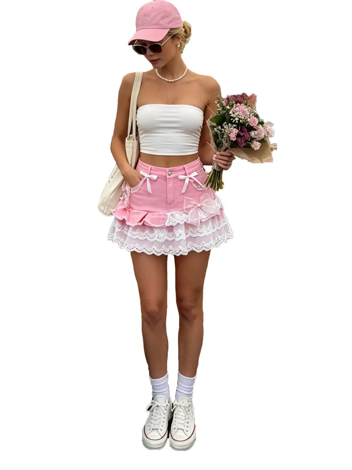 Sweet Style Lace Bow Ultra-Short Skirt, High-Waisted Double-Layer Ruffle Cake Half Skirt, Lolita Y2K Chic Short Skirt for Dates/parties/daily Wear Women Clothes