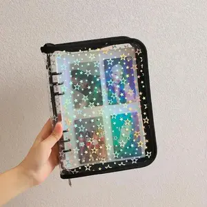 A5 Laser Star Zipper Binder Collect Book Refill Organizer DIY Journal Dairy Transparent Kpop Idol Photo Album Kawaii Stationery