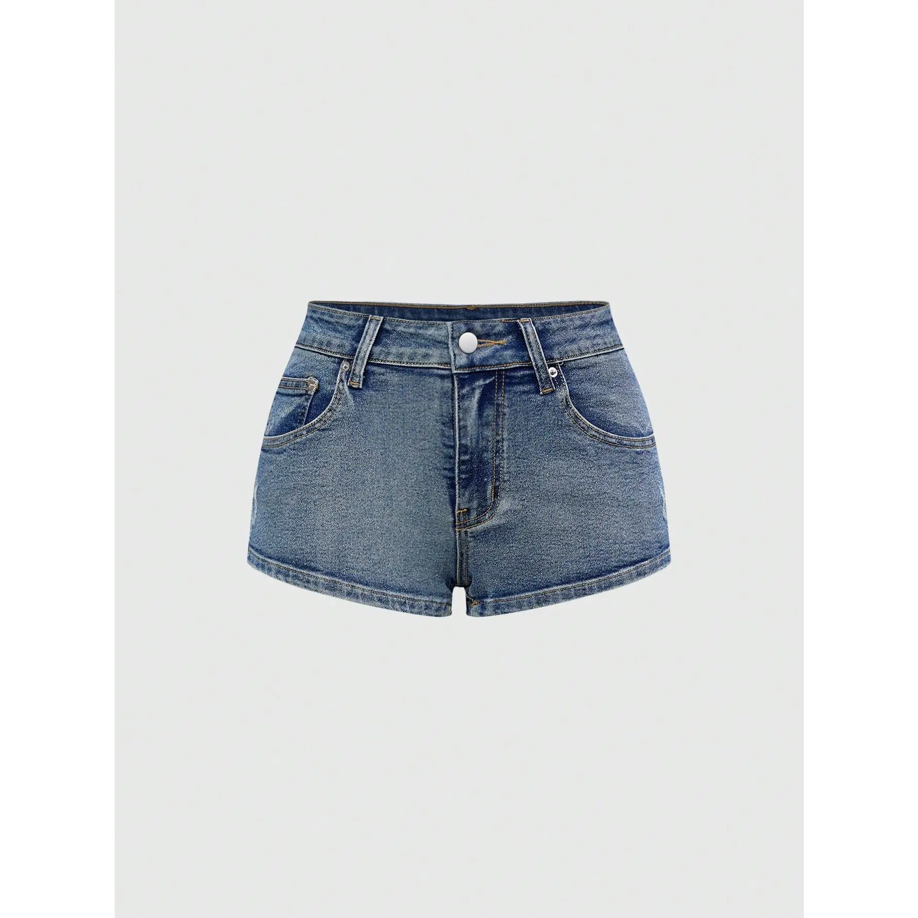 Y2K Retro Women Ultra Low-Rise Super Short Butt Pocket Star Patch Super Low Waist Denim Shorts