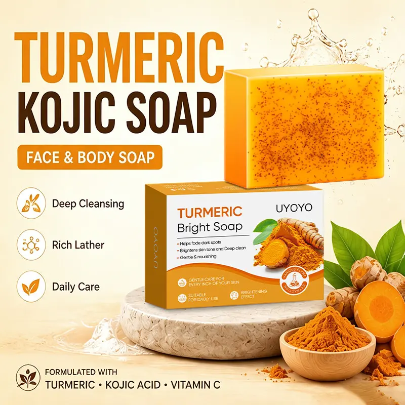 Turmeric Kojic Face & Body Soap Bar | Deep Cleansing Daily Care Formula with Vitamin C | Rich Lather Cleansing Bar for Men & Women | Turmeric Brightening Bar | Kojic Acid Soap | Bars of Soap