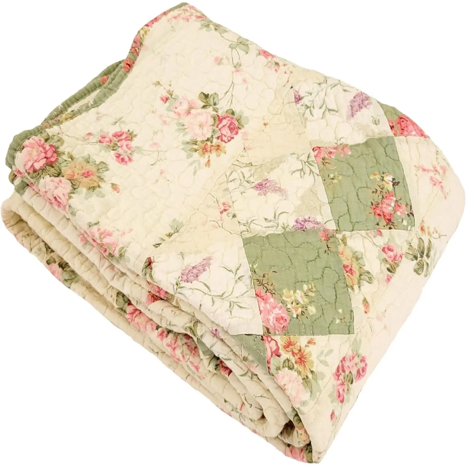 Bliss 100% Cotton Authentic Patchwork Throw Quilt, 1-Piece, 50 x 60 inches