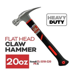 20 oz High Strength Fiberglass Handle Croissant Hammer, Flat Head Non-Slip Puller Hammer, Household Industrial Grade Hammer