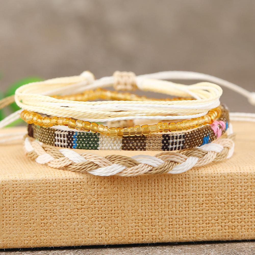 4 /24 Pcs Boho Surfer Bracelet Anklets Braided Bracelet Colorful String Rope Ankle Bracelets Waterproof Summer Beach Jewelry