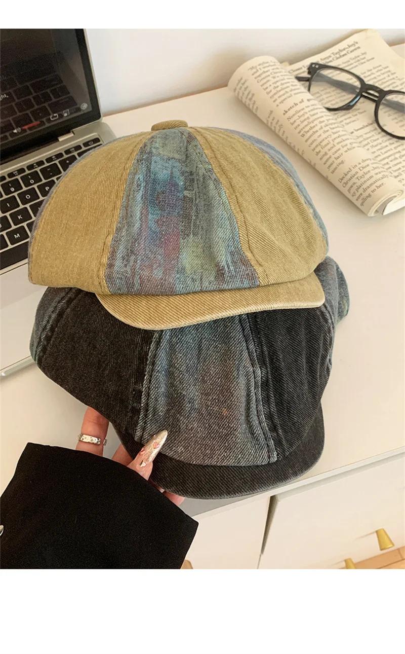 Retro Newsboy Caps Men British Painters Hats Spring Summer Cotton Octagonal Berets Herringbone Gatsby Flat Cap Hip Hop Berets