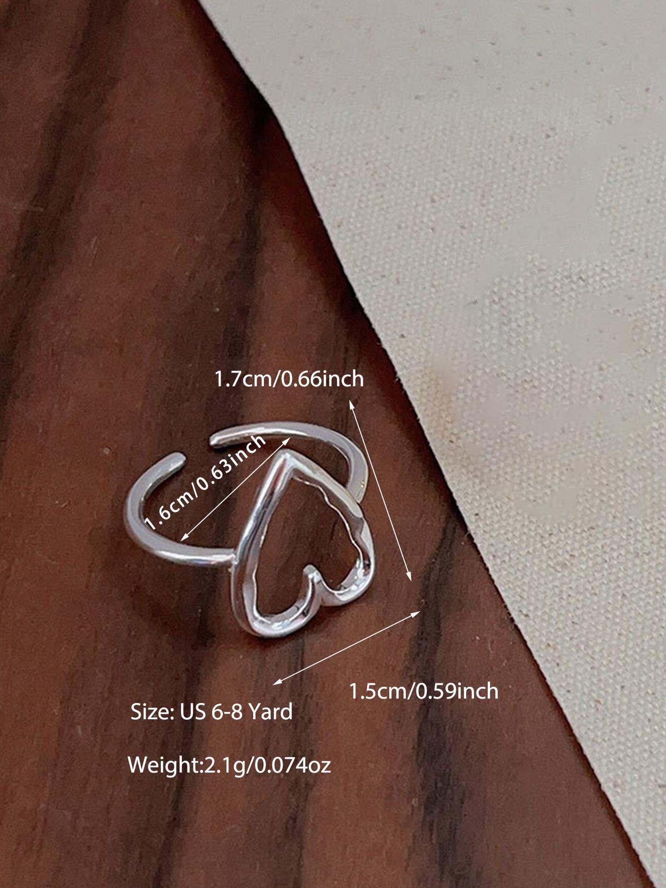 925 Sterling Silver Irregular Heart Design Cuff Ring, Heart Shaped Ring, Adjustable Open Ring for Women, Unique Rings, Statement Rings, Fashion Jewelry Accessories for Party, Daily Decor, Exquisite Jewelry for Birthday Gift, Valentine's Day, Gift