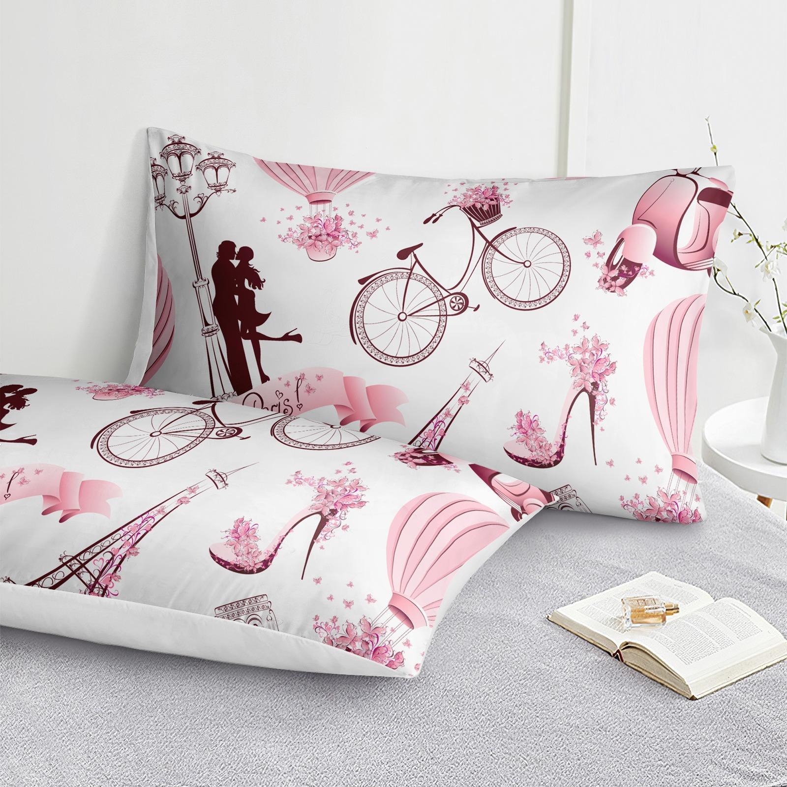 Eiffel Tower Pattern Bedding Set, 1 Count Quilt Cover & 1/2 Counts Pillowcase without Filler, Comfortable Decorative Bedding Set for Home Bedroom, Soft Bedding Sets