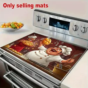 Kitchen Chef Theme Rubber Stove Protector, Heat Resistant, Non-Slip, Water Absorbent, Easy Clean, Oven Pad, Refrigerator Pad, Kitchen Counter Cover, Kitchenware, Home
