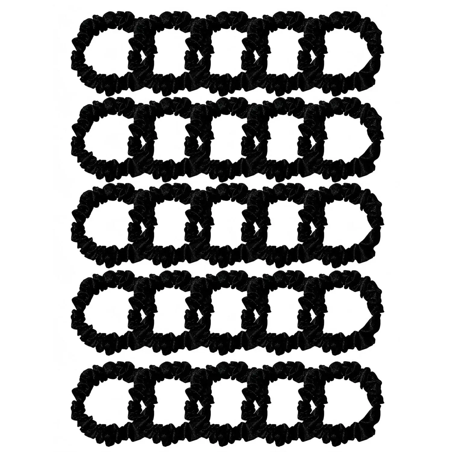 25 count Scrunchies Silk Satin Hair Ties, Thin scrunchies for women, satin scrunchies bulk, hair ties no , Hair Accessories  for Women and Girls (Black)