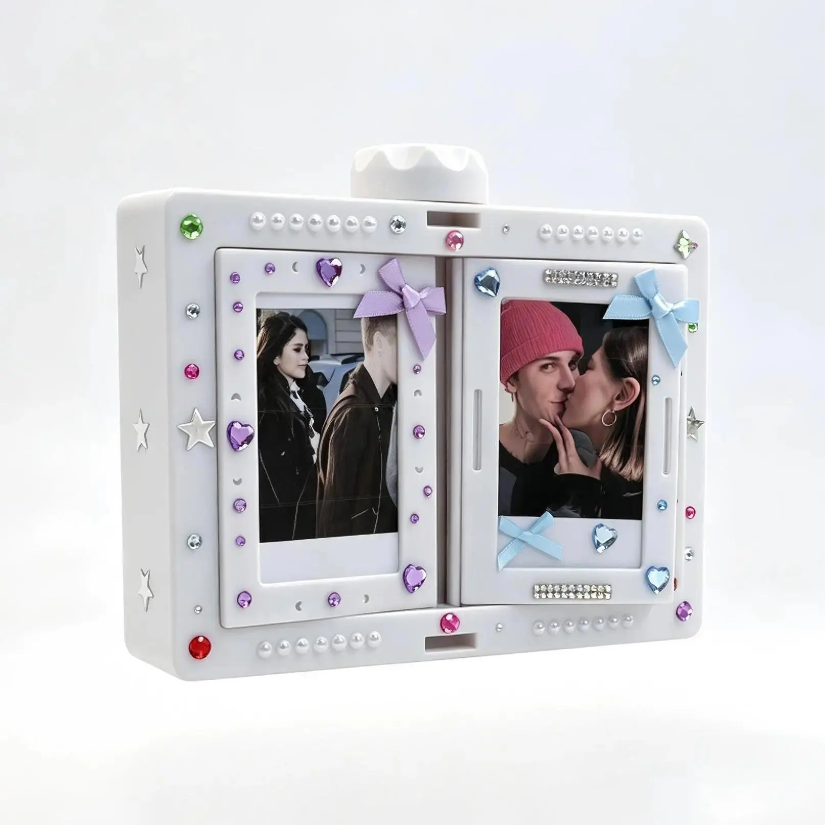 24-Capacity Minimalist Lightweight Rotating Film Frame Flip Photo Album Box, Modern DIY Display Holder, Desktop Home Decor Gift for Collectors