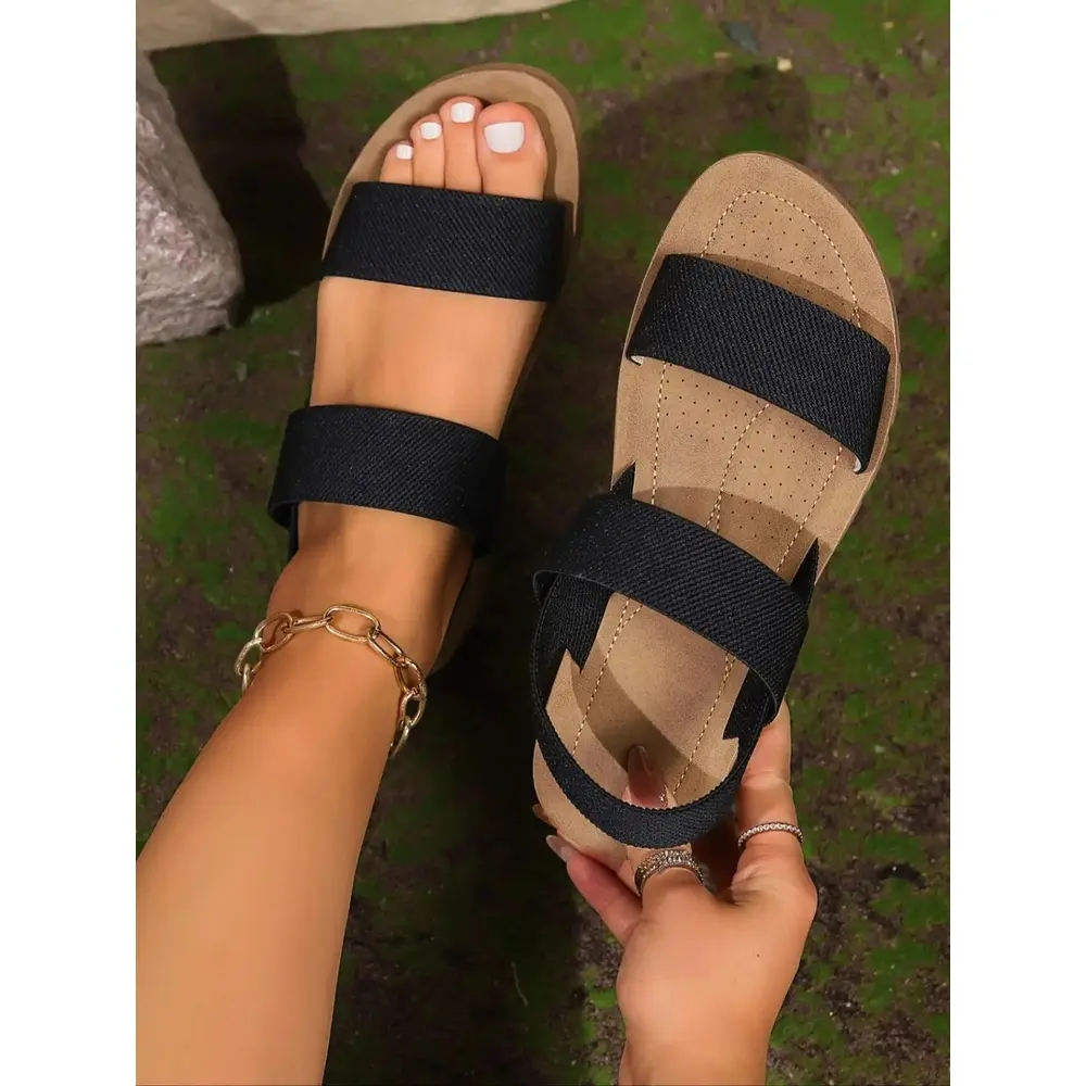 Women's Fashionable Solid Color Slingback Multi Strap Sandals, Casual Comfortable Flat Sandals for Summer, Lightweight Breathable Shoes for Beach Vacation, Footwear, Casual Outdoor Sandals, Chic Summer Footwear, Flexible Sandals