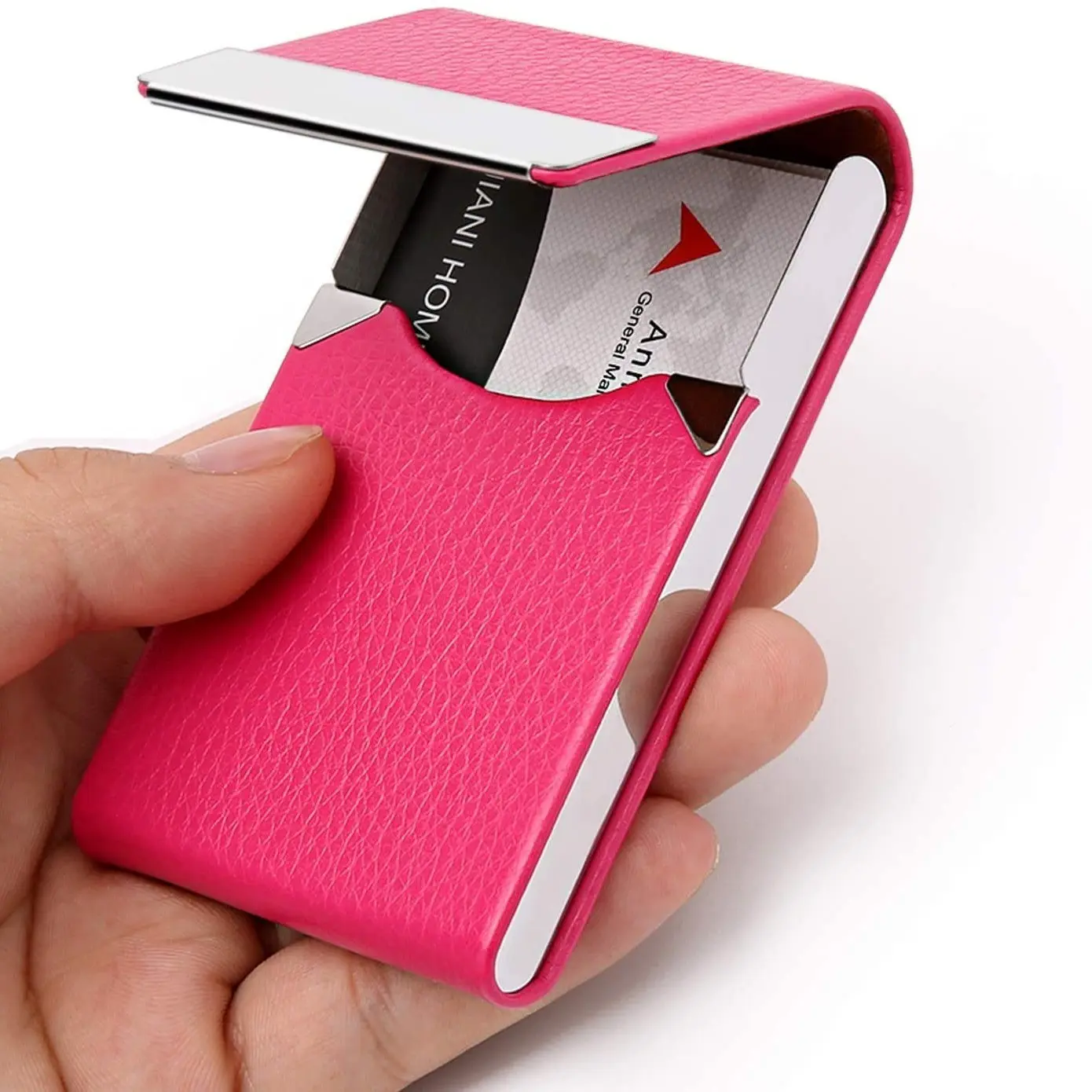 Ultra-Thin PU Leather Business Card Holder, Magnetic Closure, Metal Pocket Design, Ideal for Travel and Daily Use, Hands-Free Accessory, Card Slots, Office Accessories