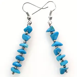Fashionable Multicolor Natural Stone Crushed Stone Tassel Earrings – Unique Irregular Design with Dazzling Embellishments, Iron Ear Wires, Showcasing an Avant-garde and Fashionable Style. Novel and Distinctive Earrings, a Valentine's Day Gift, Bead Detail