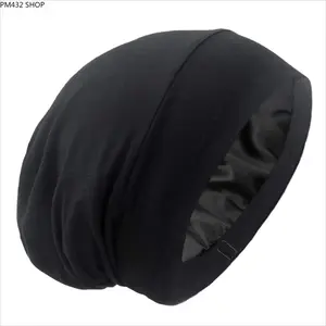 Adjustable Satin Lined Sleep Cap for Women and Men, Soft Silky Night Beanie, Breathable Hair Wrap for Curly Hair Protection and Daily Beauty Routine
