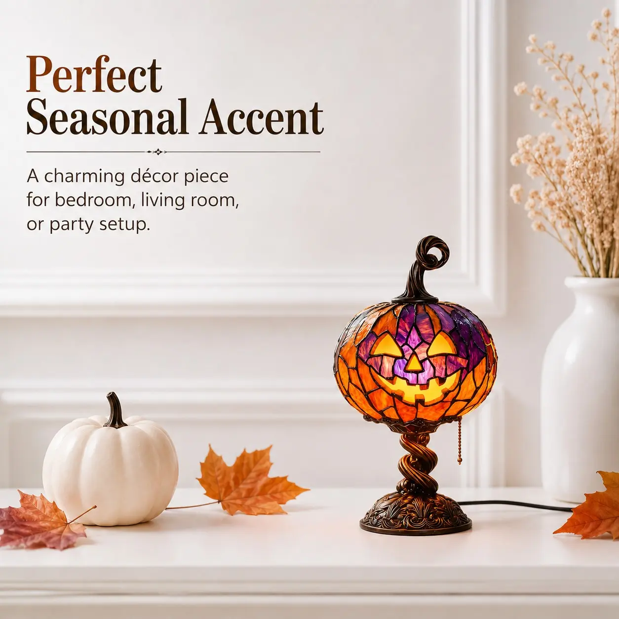 New Halloween Glowing Ghost Bat Pumpkin Table Lamp, Resin Craft Creative Home Decor Ornament, Unique DIY Decoration Piece