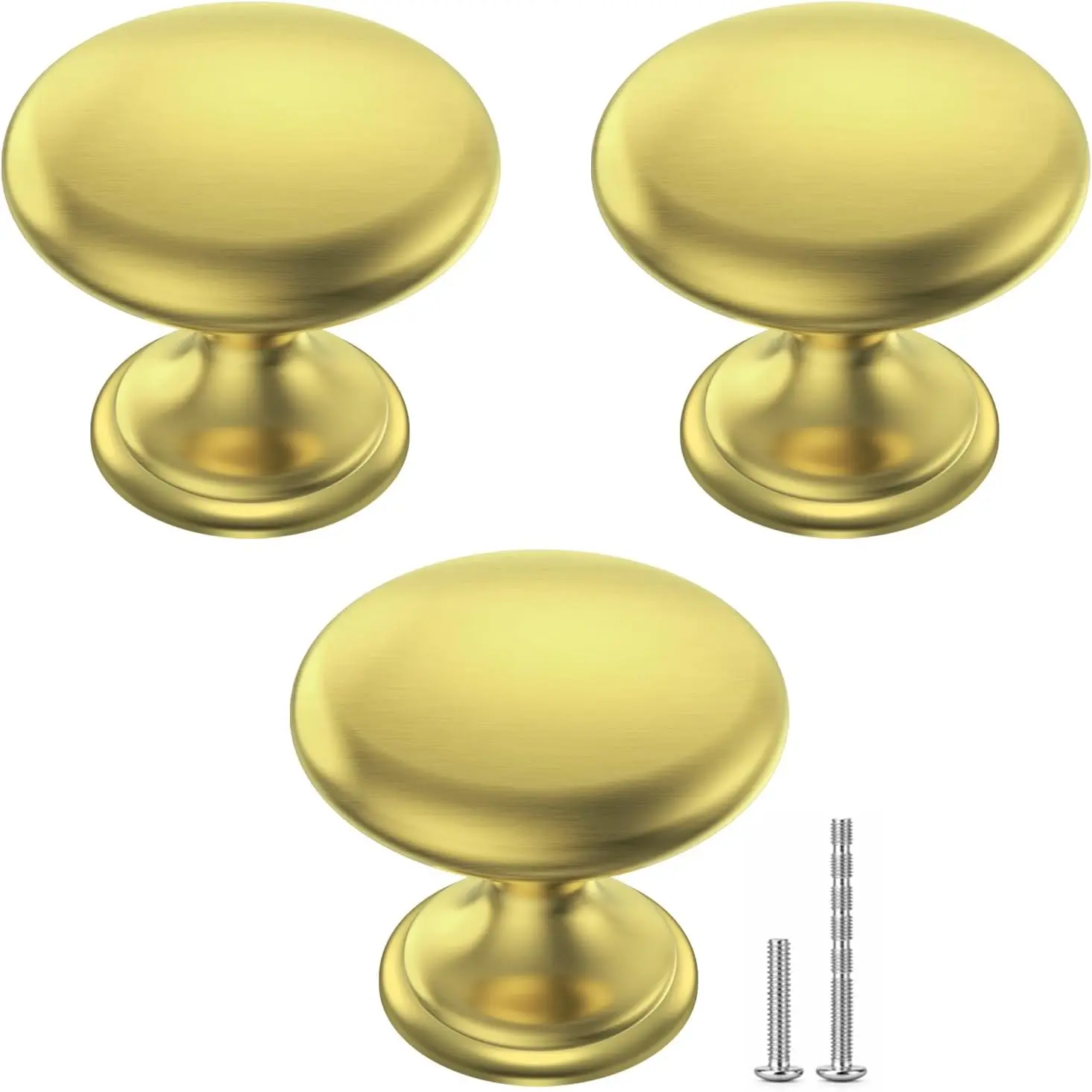 Cabinet Knobs Brushed Nickel 3 Pack Cabinet Handles Drawer Knobs Solid Knobs  with Screws for Dresser Drawer Cabinet Cupboard - Modern Kitchen, Bedroom and Bathroom Hardware,