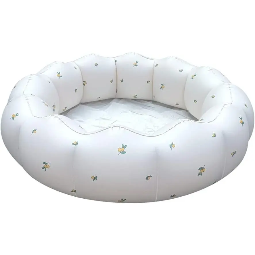 Round Inflatable Baby Paddling Pool (35.4x9.8in), Portable Home Supplies for 0-3 Years Old Toddlers, Indoor/Outdoor Backyard Summer Water Use, White Gift