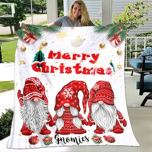 1pc Cozy Christmas Santa Claus Print Blanket - Lightweight Flannel Throw For Sofa, Bed, Travel, Camping, Living Room, Office, Couch, Chair, And Bed - Digital Printing Fleece Blanket With Soft And Warm Flannel Fabric, Gifts For Family Or Friends
