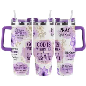 God Is Within Her, She Will Not Fall Faith Tumbler – Christian Women Gift, Prayer Warrior Cup, Inspirational Bible Verse Travel Tumbler for Mom, Sister, Best Friend
